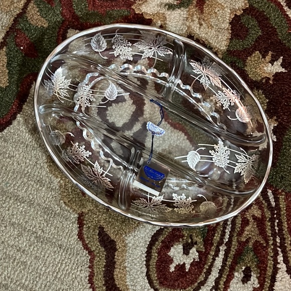 Vintage MCM SILVER CITY GLASS CO Sterling on Crystal Serving Tray Floral Design - Picture 13 of 17